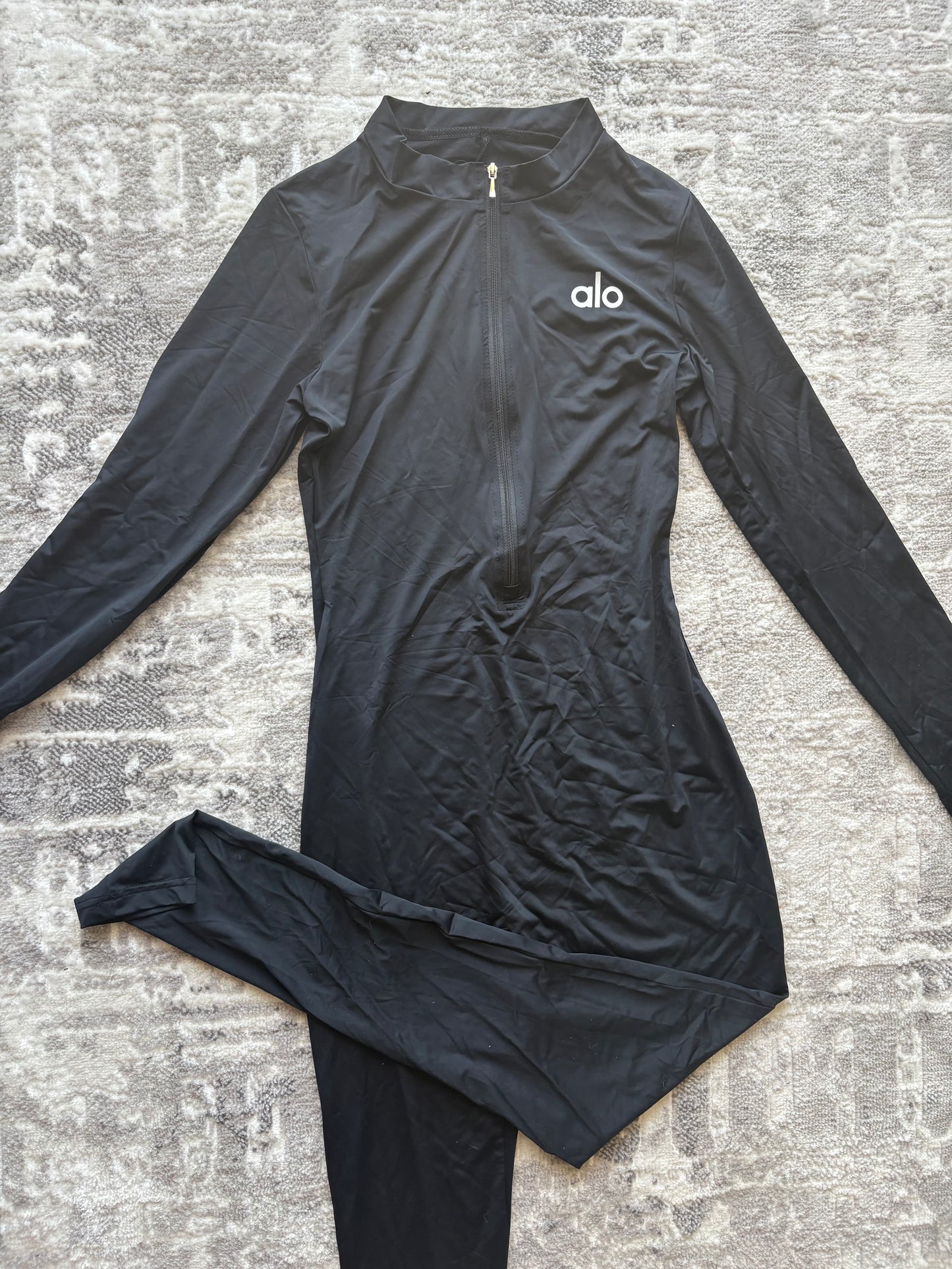Alo Yoga Black Long Sleeve Catsuit - Athletic Jumpsuit - Activewear Bodysuit