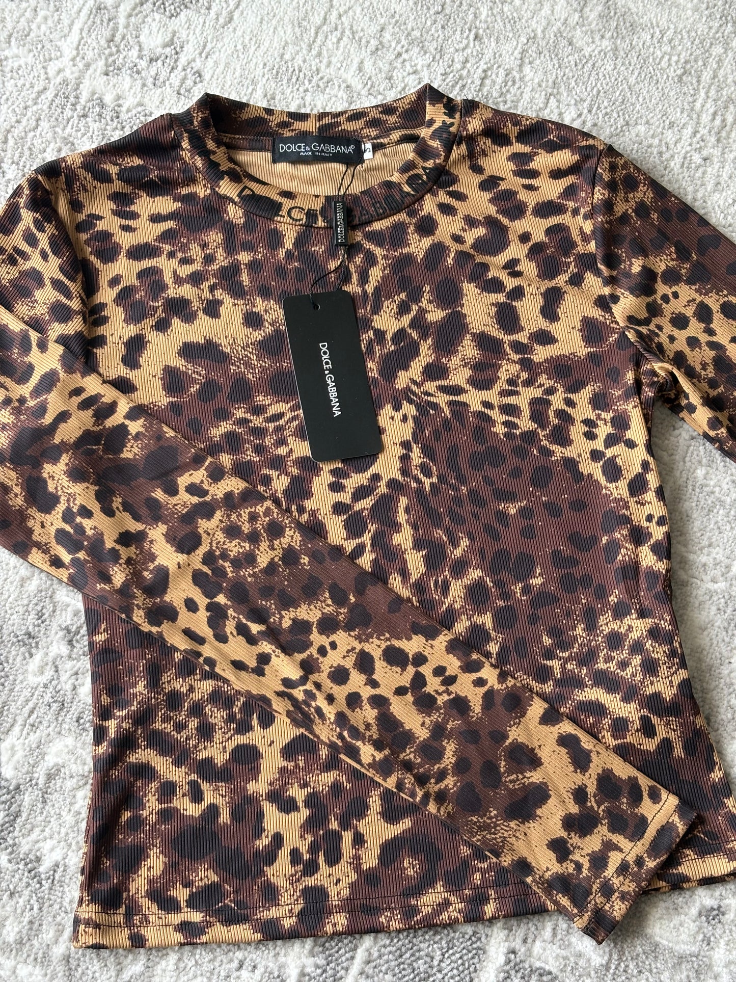 Dolce-Inspired Leopard Print Long Sleeve Top | Luxury Designer Dupe