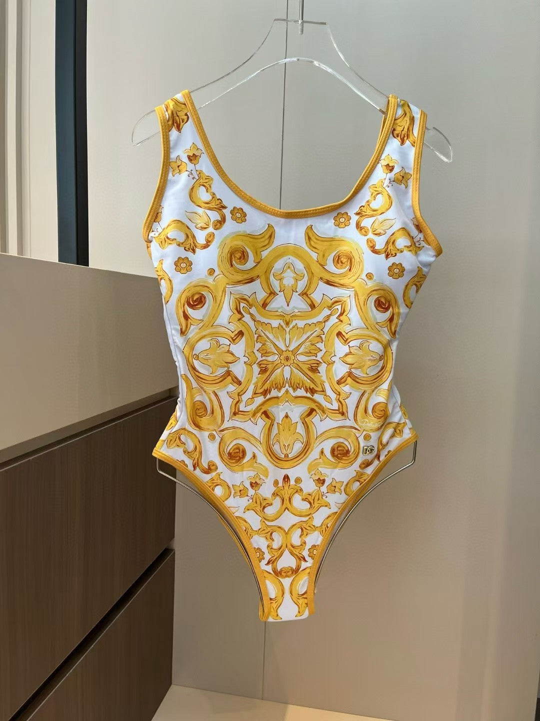 Gold Baroque One Piece Swimsuit - Luxury Designer-Inspired.Trendy Swimwear for Women