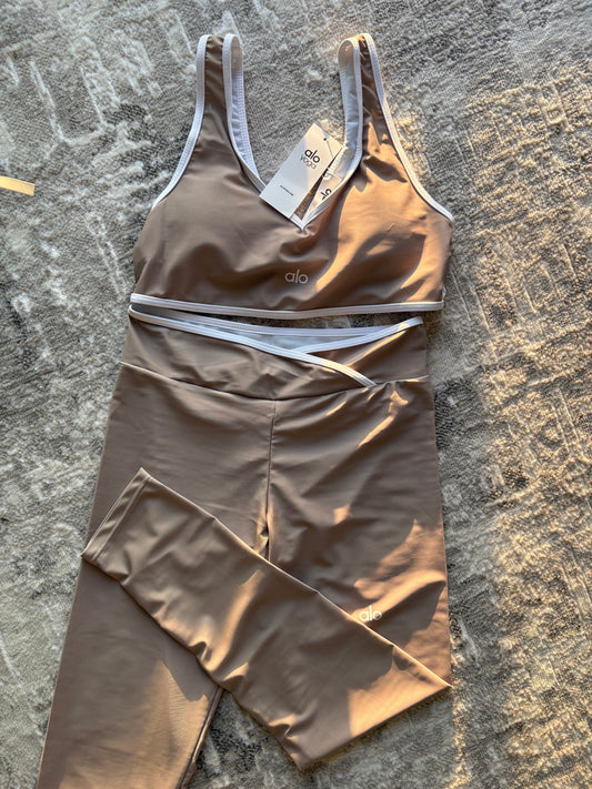 Alo-Inspired Luxe Sculpt Activewear Set (Mocha Cream)