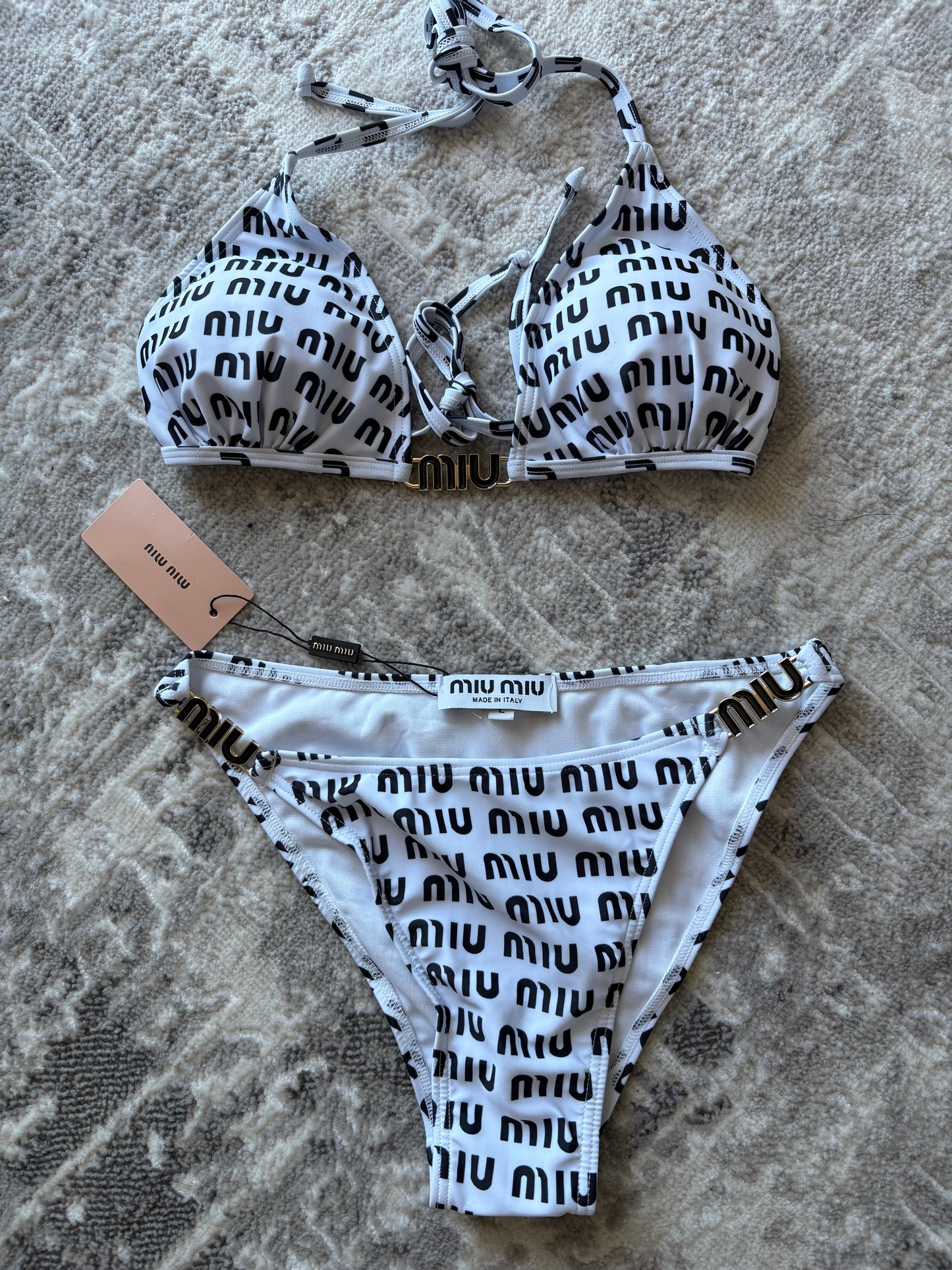 Designer-Inspired Miu Miu Bikini Set | Minimal Triangle High-Cut Swimwear